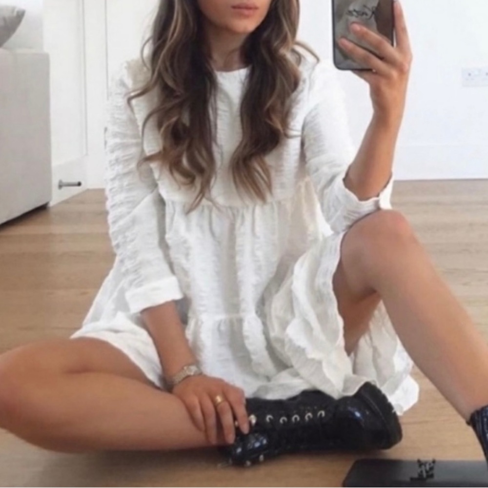 Zara White Long-Sleeve Dress